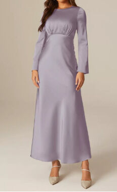 AW BRIDAL 8 M purple haze satin Ginevra bridesmaid party maxi dress NEW B44